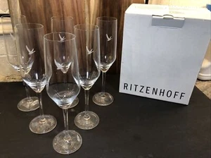6 Ritzenhoff Champagner Grau Gans Wodka Cocktail Flöte Gläser Prägefuß - Bild 1 von 10