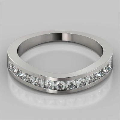 Pave 0,72 Cts Runde Princess Cut Diamanten Channel Set Band Ring In 585 14K Gold - Bild 1 von 2