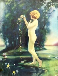 Dame Akt Blumenteich von Bertram Dorien Basabe von 1930 - Bild 1 von 1