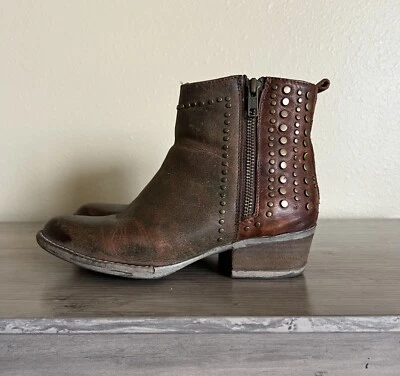 Circle G by Corral Q5011 Mujer 6.5 Cuero Marrón Cremallera Tachuela Moda Botín Foto 1 de 4