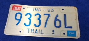 1993 Trail 3 Indiana License Plate, 93376L - Picture 1 of 2