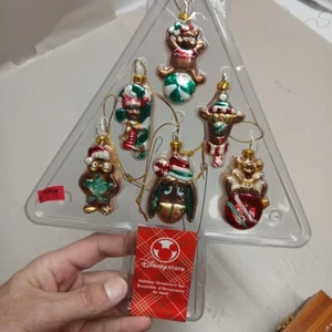 Disney Blown Glass Mini Winnie The Pooh Christmas Holiday Ornament Set Rare - Picture 1 of 14