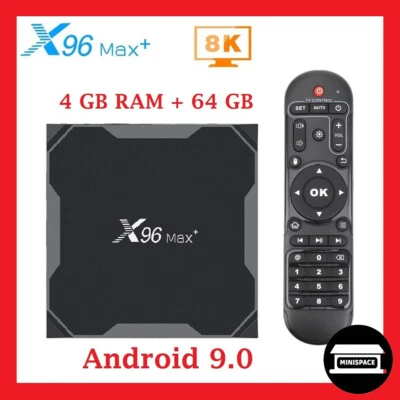EU Plug X96 MAX Plus 4+64 GB Smart TV Box QUAD Core SET TOP Android BOX Wifi 4K - Image 1 of 4