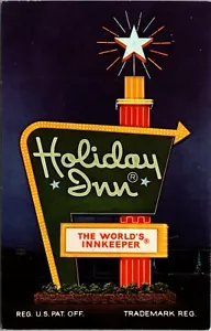 Postkarte VA Holiday Inn Parkersburg Virginia klassisches beleuchtetes Schild bei Nacht - Bild 1 von 2