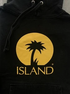 Vintage Island Records Logo Promo Hoodie Sweatshirt Black Medium Marley Rare Vtg - Picture 1 of 8