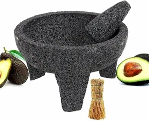 New Molcajete 9” Mortar & Pestle Salsera Salsa Guacamole Tejolote Lavastone... - Picture 1 of 7