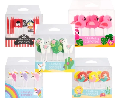 Velas de pastel de cumpleaños para niños unicornio sirena pirata flamenco fiesta conjuntos decoración Foto 1 de 4