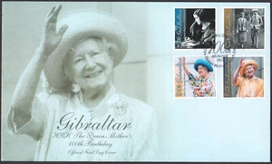 GIBRALTAR - 2000 THE QUEEN MOTHER'S 100th BIRTHDAY - 4V - FDC - Picture 1 of 4