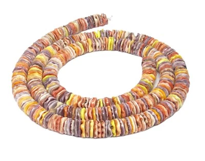 😏 Königsmantel-Muschel 8 mm Heishi-Perlen XL-Strang NATURFARBE für Kette + 😉 - Bild 1 von 2