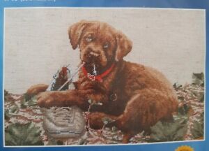 Janlynn Cross Stitch Kit 12-850 The Missing Shoe Chocolate Lab Puppy USA 2000