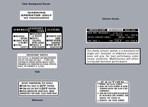 HONDA Z50  1978 WARNING LABEL DECAL SET   REPRO Z50A Soft Tail Z50J - Picture 1 of 2
