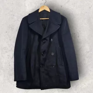 Vintage 1950s Kersey wool published US Navy enlisted pea coat jacket M - Bild 1 von 6
