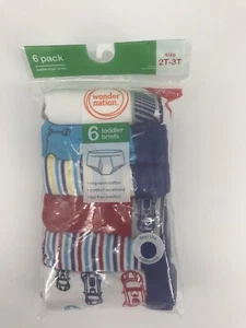 6 Pair Wonder Nation Boys Car Theme Briefs Underwear Size 2T-3T NEW BB (2 Packs) - Picture 1 of 2