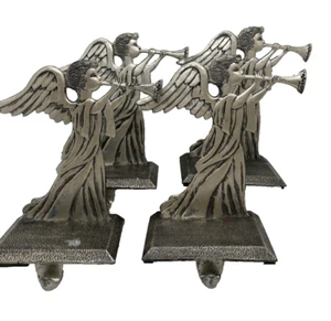 Set of 4 Metal Trumpeting Angel Stocking Holders - Picture 1 of 4