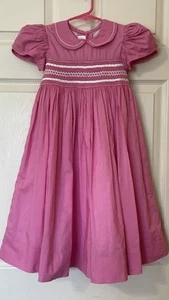 Strasburg Girls Pink Smocked Dress Size 4 With Bow - Picture 1 of 8