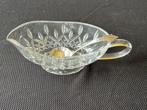 Waterford Crystal Lismore Gravy/Sauce Boat with Silver Plated Spoon - Picture 1 of 8