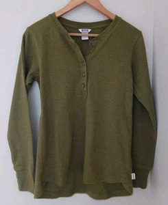 Duluth Trading Co Burly Thermal L/S Henley Size Small Green Outdoors Gorpcore - Picture 1 of 10