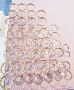Vintage Tiffin Franciscan 42 Pc Gold Encrusted Glasses - Picture 1 of 16