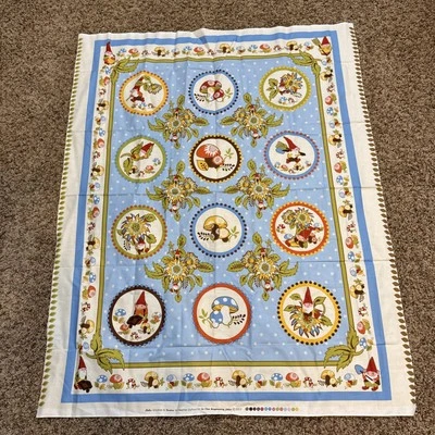 Panel de tela de algodón Better Gnomes Garden In the Beginning azul hongo 35"x42" Foto 1 de 4