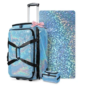 Byootique Dance Bag with Wheels Travel Duffle Bag Expandable Storage FA Sapphire - Foto 1 di 9