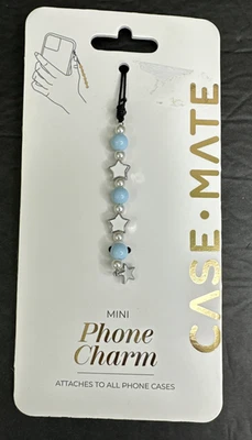 Case-Mate Mini Phone Charm Beaded Blue Silver Stars Pearls - Image 1 of 4
