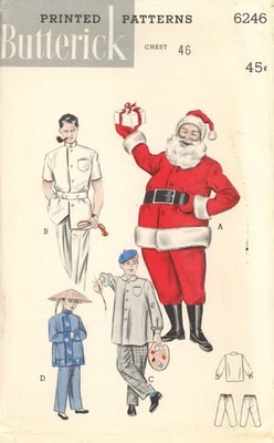 Butterick 6246 Santa Claus, Artist Smock, Doctor Sz 46" Chest COSTUME PATTERN - Image 1 of 4