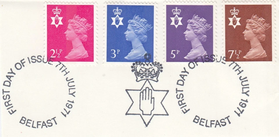 2.5p 3p 5p 7.5p GB Northern Ireland Used Belfast (c) 1971 ON PIECE (150906) - Image 1 of 1