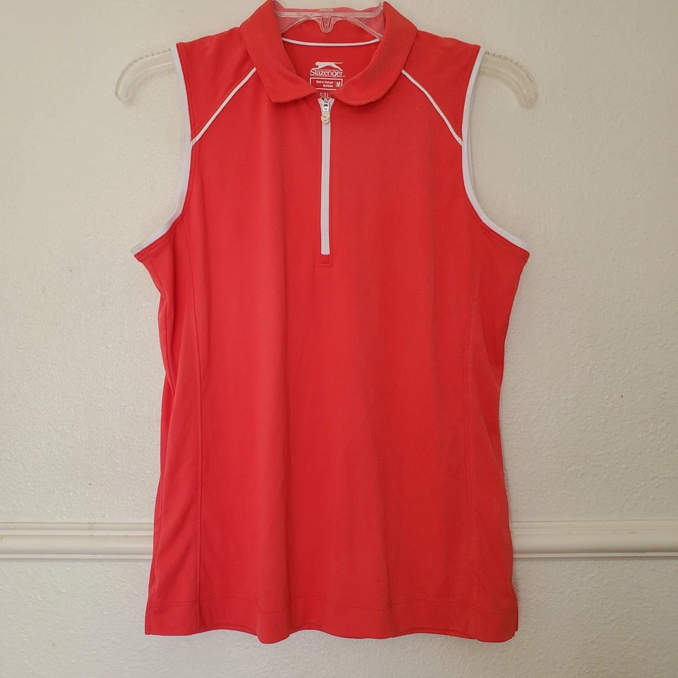 Top Slazenger sin mangas 1/4 cremallera cuello ropa deportiva lisa talla M naranja golf Foto 1 de 4