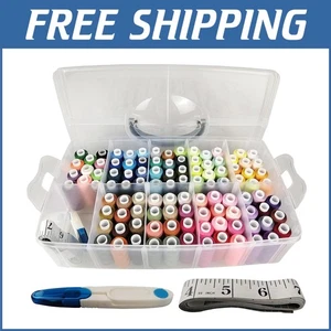 Strong & Reliable 100 Color Sewing Thread with Easy-Store Case & Accessories - Picture 1 of 7