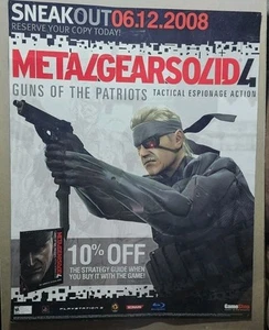 Metal Gear Solid 4 Promotional Poster Gamestop 2008 PS3 KONAMI 28"x 18" - Picture 1 of 24