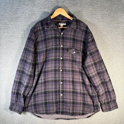 Camisa de franela XXL Carbon2Cobalt para hombre negra púrpura a cuadros manga larga algodón Foto 1 de 4