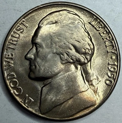 1950 D Uncirculated Jefferson Nickel Key Date Exact Coin Imaged #JN87 - Image 1 of 2