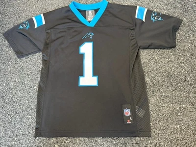 Camiseta Carolina Panthers Cam Newton #1 Juvenil NFL Grande (14-16) Excelente Estado Foto 1 de 4