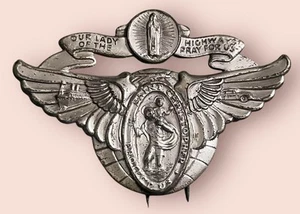 Vintage ST Christopher Our Lady of Highway Pray For Us Car Visor Pin - Picture 1 of 2