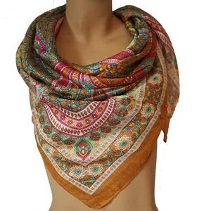 Halstuch Seidentuch Reine Seide 100x100 cm Paisley Tuch Nickituch Curry 160 - Bild 1 von 2