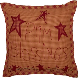 New Primitive Americana APPLIQUED RED STAR PILLOW Accent 12" - Picture 1 of 2