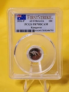2016-P Australian Kangaroo Silver 1/10 oz PCGS PF70 ~ FIRST STRIKE LABEL - Picture 1 of 4