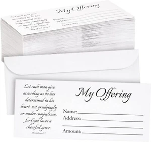 100 Pack Church Offering Envelopes for Tithe Donation (White, 7X3 Inch) - Picture 1 of 2