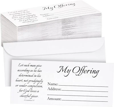 BEST PAPER GREETINGS 100 Pack Church Offering Envelopes for Tithe Donation (White, 7X3 Inch)