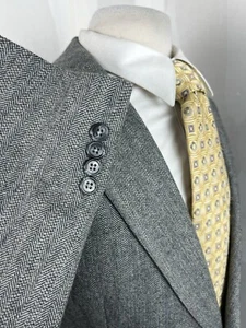 Hart Schaffner Marx Herren Grau Fischgrät Tweed Wolle Blazer Sport Mantel 42 R Vintage - Bild 1 von 10