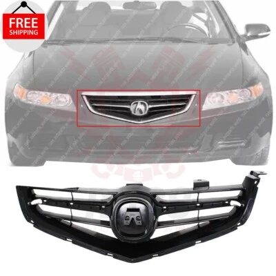 New Front Grille Painted Black Plastic Fits 2004-2005 Acura TSX 4-Door AC1200110 - Image 1 of 4