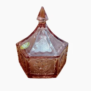 Esclusivo piatto porta caramelle in vetro rosa Tiara rosa polverosa vintage MCM marcato raro - Foto 1 di 18