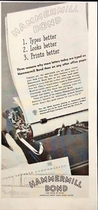 1954 Hammermill Bond Schreibmaschinenpapier Vintage Druck Anzeigentypen sieht besser aus - Bild 1 von 2