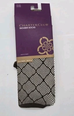 Calcetines pantalón para mujer Charter Club con textura de chocolate OSFA Net Art Deco patrón Foto 1 de 4