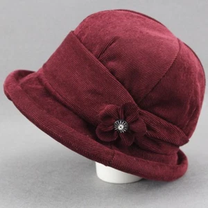 Fischerhut Buschmütze Damen Frauen Cord Blumen Angeln Freizeit Retro einfarbig schick - Bild 1 von 15