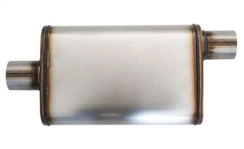 Universal Car Muffler 2.25" O/C  9"x 4" Oval 16" Long Straight Through Stainless - Image 1 of 1