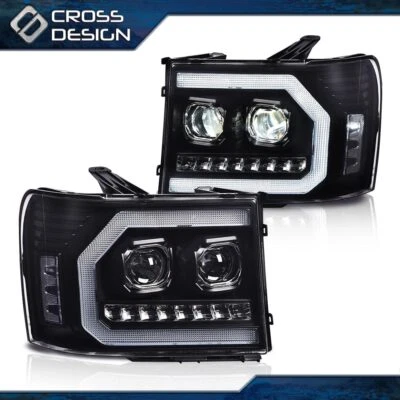LED DRL Tube Headlights Lamps Fit For 2007-2013 GMC Sierra 1500 2500HD 3500HD - Image 1 of 4