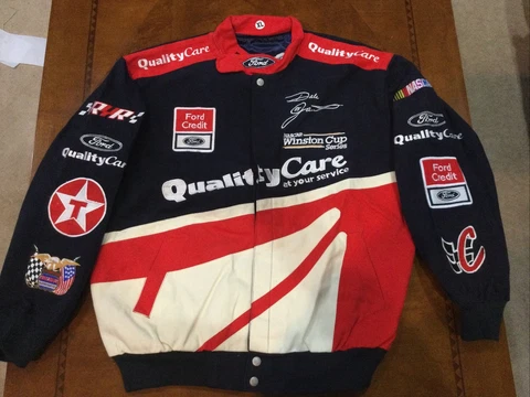 Vintage 1999 Dale Jarrett Ford Quality Care Jacket NWT Jeff Hamilton XL NASCAR Cover