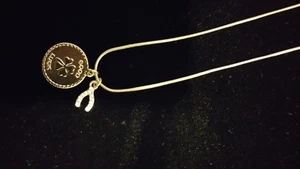 Good Luck 4 leaf clover charm pendent crystal wishbone 16 inches with 3 inch ext - Picture 1 of 2