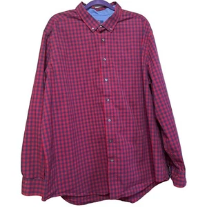 Men's George Classic Fit Button-Down Casual Shirt Red Blue Plaid Size 3XL(54-56) - Picture 1 of 16